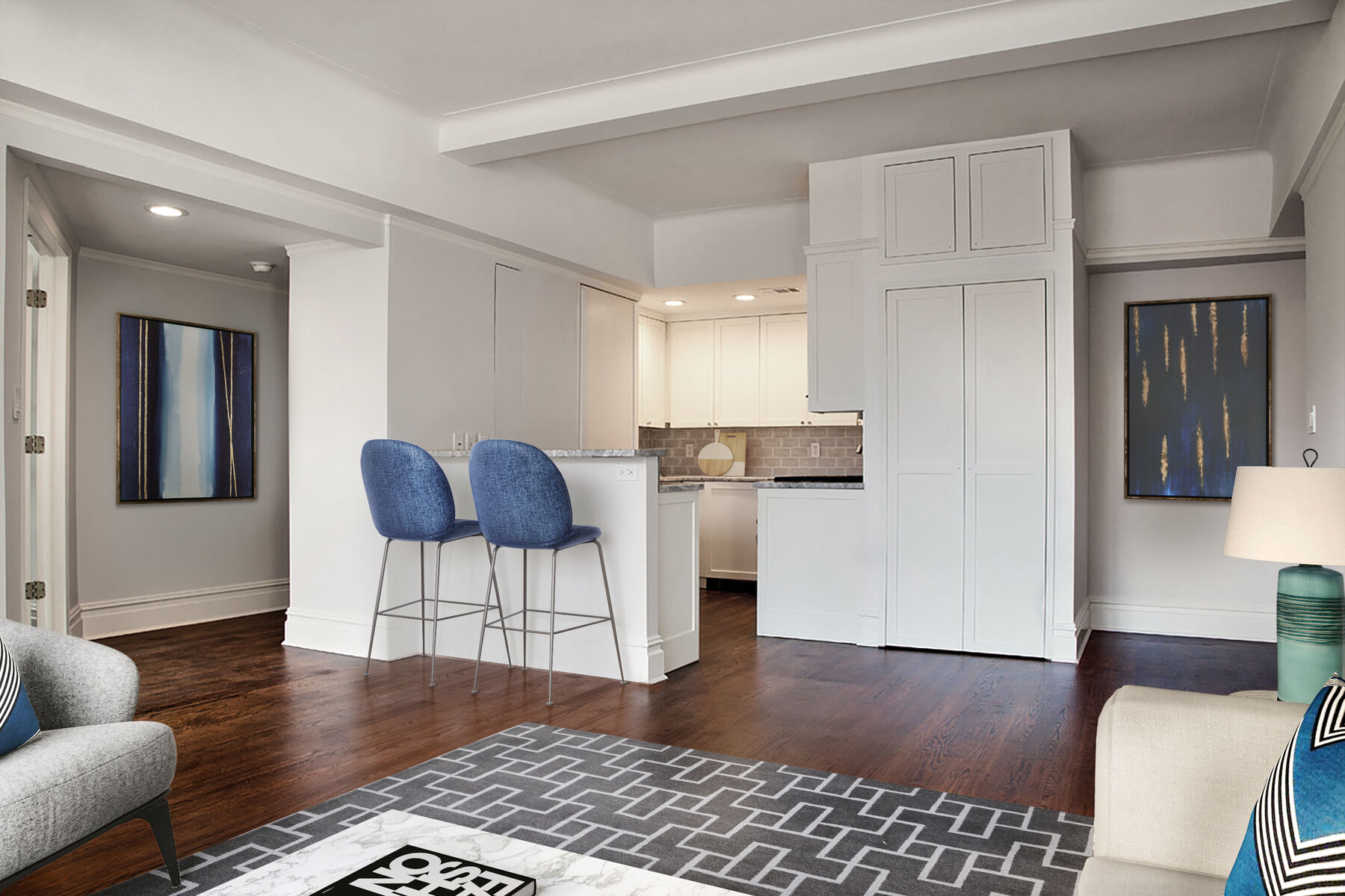 Upper West Side II gut renovation with refined living room finishes