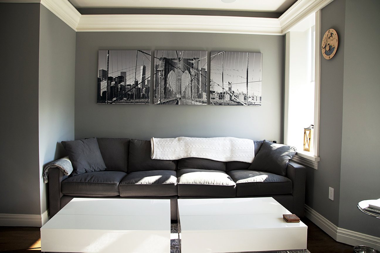 Cobble Hill project hallway with paneled wainscoting, crown moulding and framed artwork — image 4 of 7