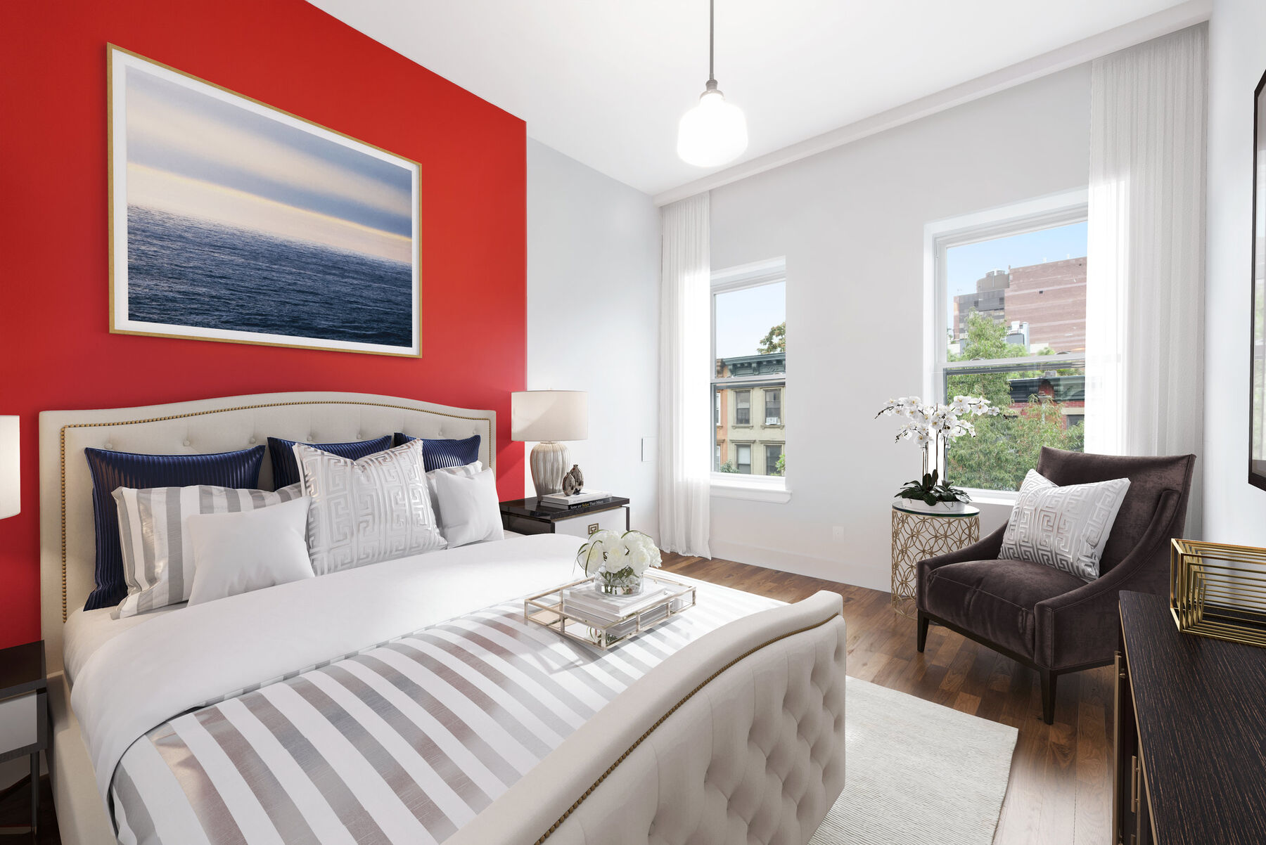 Harlem residence renovation with open living and dining rooms and custom joinery