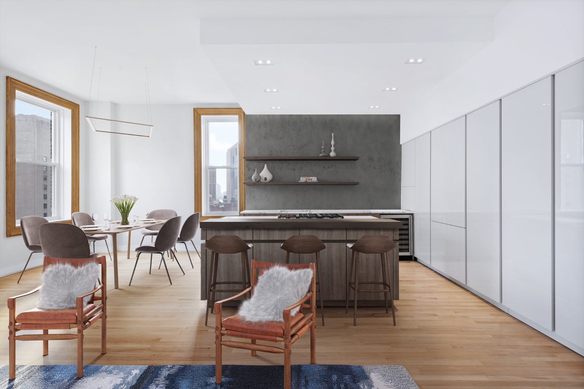Luxury Tribeca residence renovation at 395 Broadway featuring custom millwork, white oak flooring, and refined marble finishes. — image 3 of 10